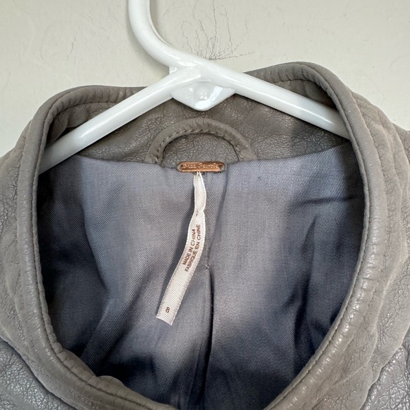FREE PEOPLE Faux Leather Jacket In Steel Grey size 8 - Picture 6 of 13